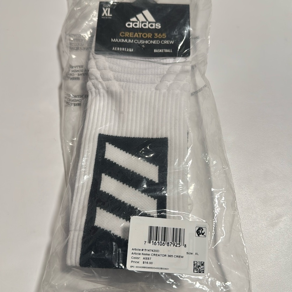 Adidas Creator 365 White Crew Socks - Picture 1 of 1